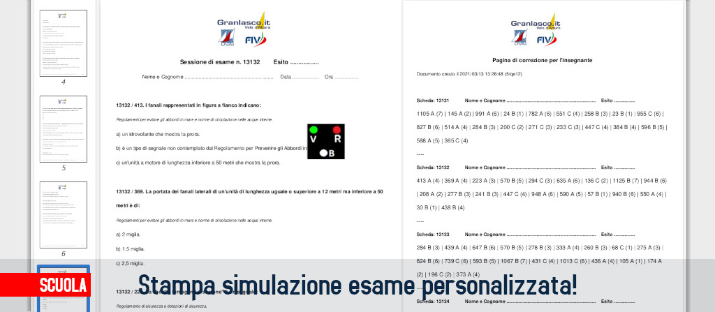 Stampa simulazione esame personalizzata